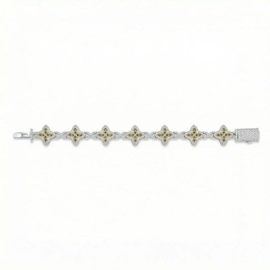 VVS Moissanite Green Clover Link Bracelet