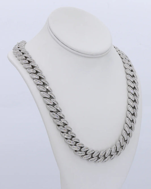 15mm VVS Moissanite Miami Baguette Cuban Chain - 22”