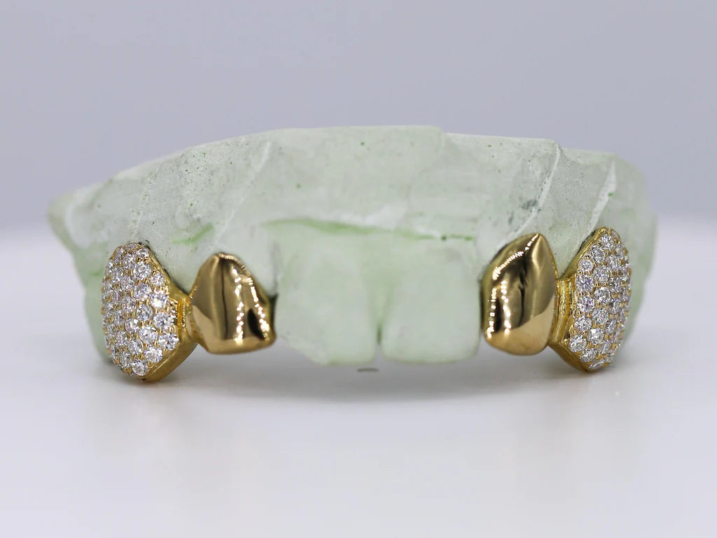 2 Teeth VVS Moissanite Solid End Grillz