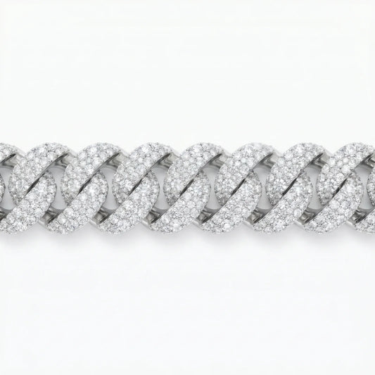 VVS Moissanite 16mm Flawless Mosaic Setting Cuban Bracelet