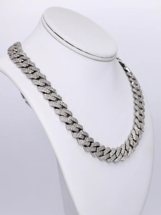 14 mm VVS Moissanite 2 Row Cuban Chain - 22”