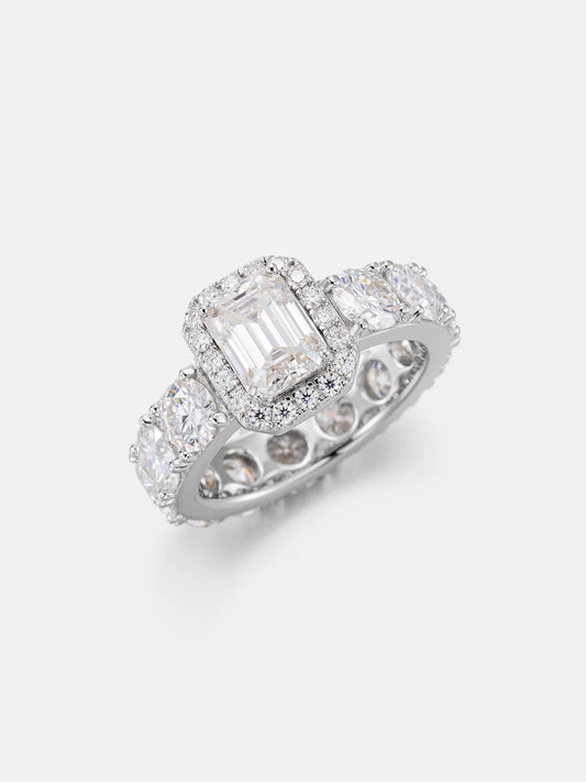 VVS Emerald Cut Halo Engagement Ring