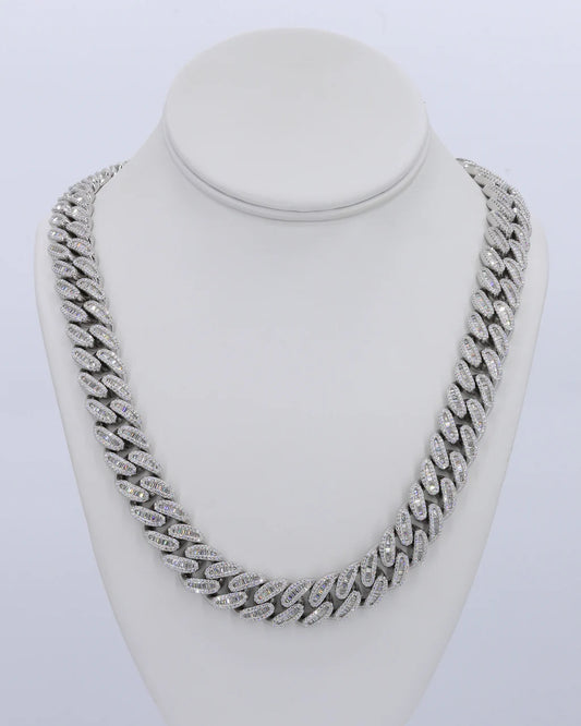 15mm VVS Moissanite Miami Baguette Cuban Chain - 22”