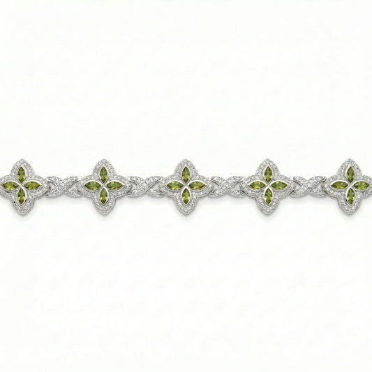 VVS Moissanite Green Clover Link Bracelet