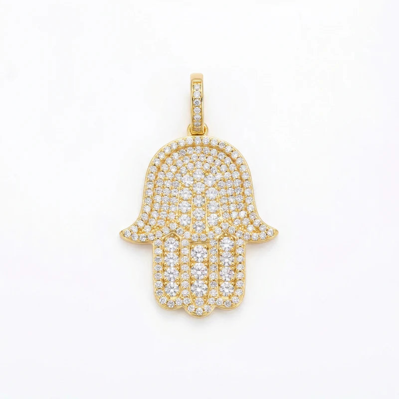 VVS Moissanite Round Cut Hamsa Pendant