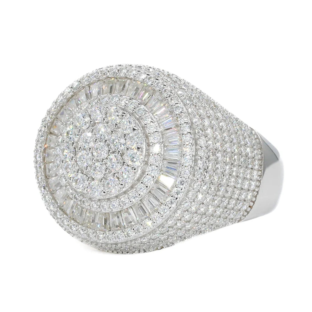 VVS Moissanite Baguette Round Face Ring