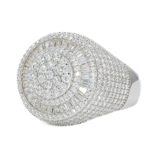 VVS Moissanite Baguette Round Face Ring