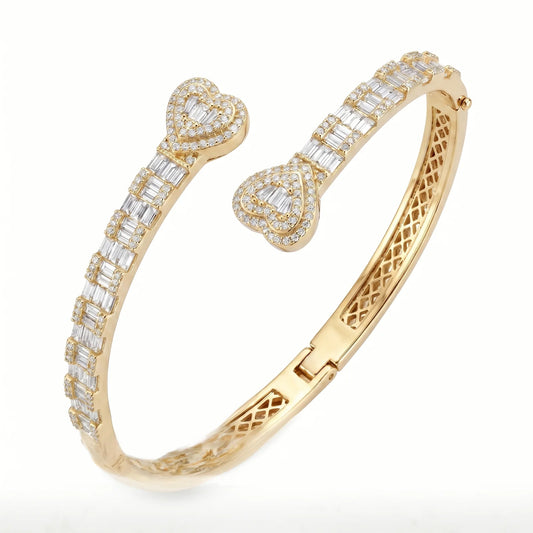 VVS Moissanite Heart Emerald Cut Bangle