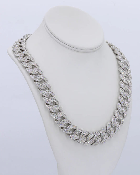 18mm VVS Moissanite Honeymoon Set Cuban Chain - 22”